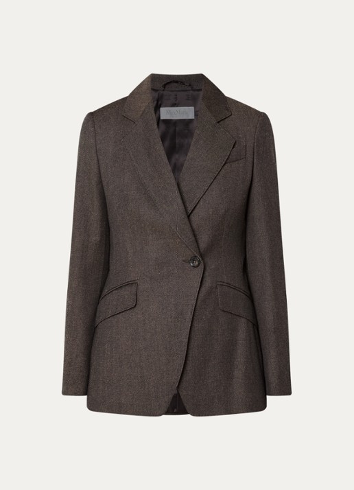 Max Mara Neutro blazer van scheerwol - voorkant donkerbruin
