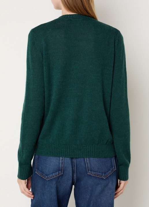 Max Mara Nitra fijngebreide trui in alpaca wolblend met ingebreid patroon - achterkant groen