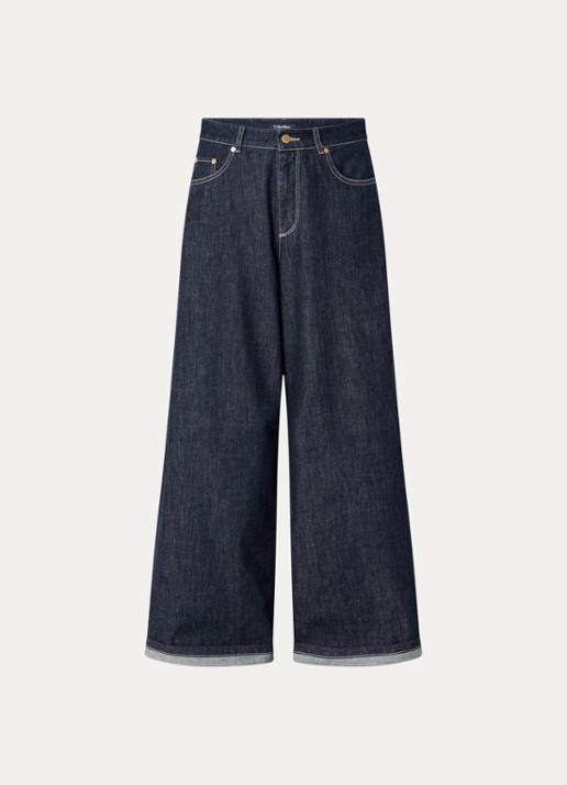 Max Mara Occhio high waist wide leg jeans met donkere wassing - voorkant 4 indigo