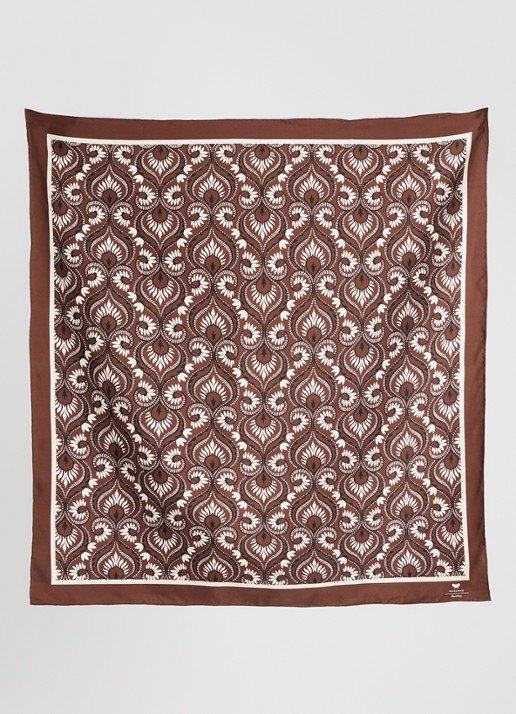Max Mara Onesto sjaal van zijde met paisley dessin 90 x 90 cm - detail bruin