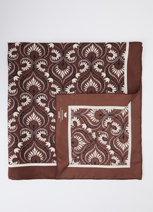 Max Mara Onesto sjaal van zijde met paisley dessin 90 x 90 cm - voorkant 3 bruin