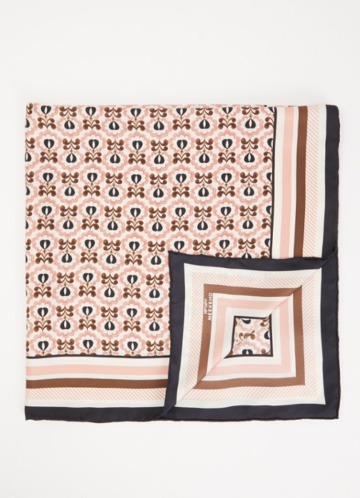 Max Mara Onesto sjaal van zijde met print 90 x 90 cm - voorkant ivoor