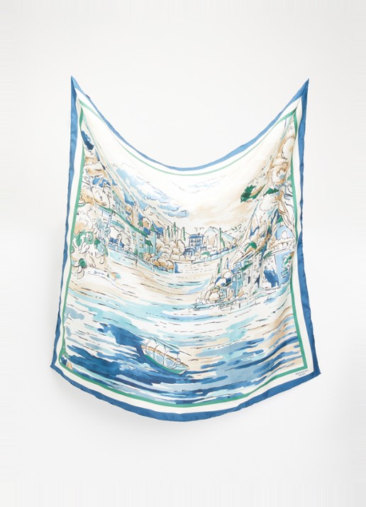 Max Mara Onesto sjaal van zijde met print 90 x 90 cm - detail blauw