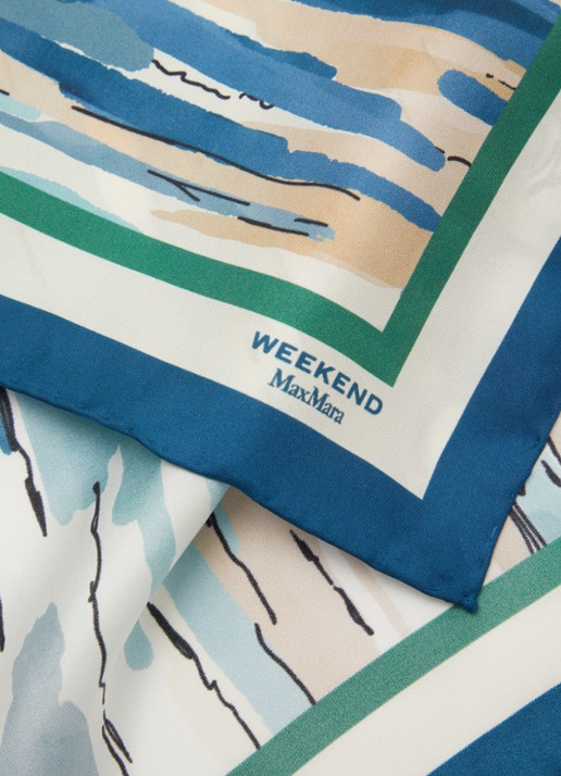 Max Mara Onesto sjaal van zijde met print 90 x 90 cm - detail 2 blauw