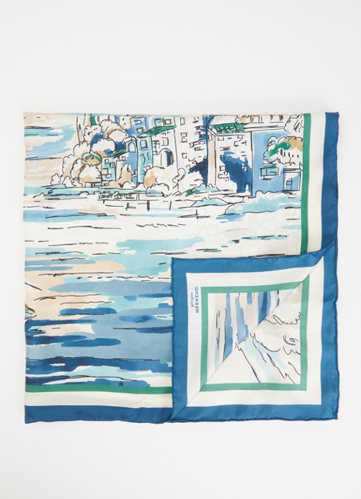 Max Mara Onesto sjaal van zijde met print 90 x 90 cm - voorkant 3 blauw