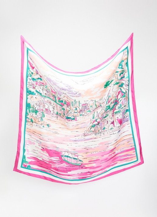 Max Mara Onesto sjaal van zijde met print 90 x 90 cm - detail roze