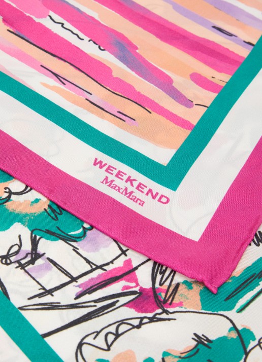 Max Mara Onesto sjaal van zijde met print 90 x 90 cm - detail 2 roze