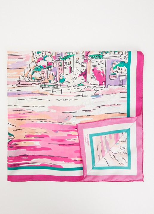 Max Mara Onesto sjaal van zijde met print 90 x 90 cm - voorkant 3 roze