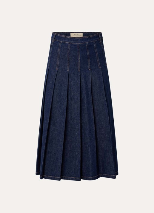 Max Mara Ovale maxi A-lijn spijkerrok  - voorkant donkerblauw