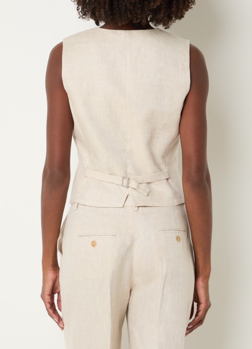 Max Mara Pace gilet van linnen - achterkant beige