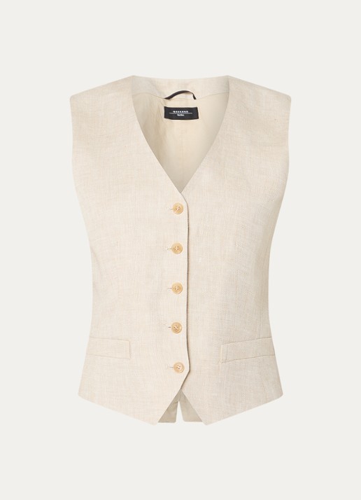 Max Mara Pace gilet van linnen - voorkant 3 beige