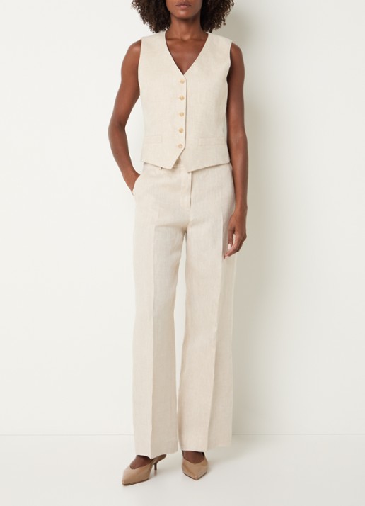Max Mara Pace gilet van linnen - voorkant 4 beige