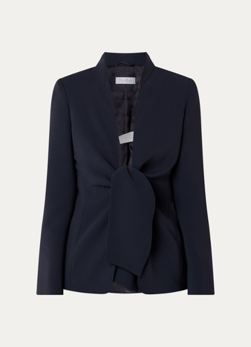 Max Mara Palo blazer met gestrikt detail - voorkant donkerblauw