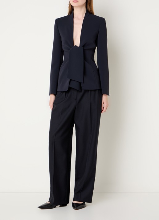 Max Mara Palo blazer met gestrikt detail - voorkant 2 donkerblauw