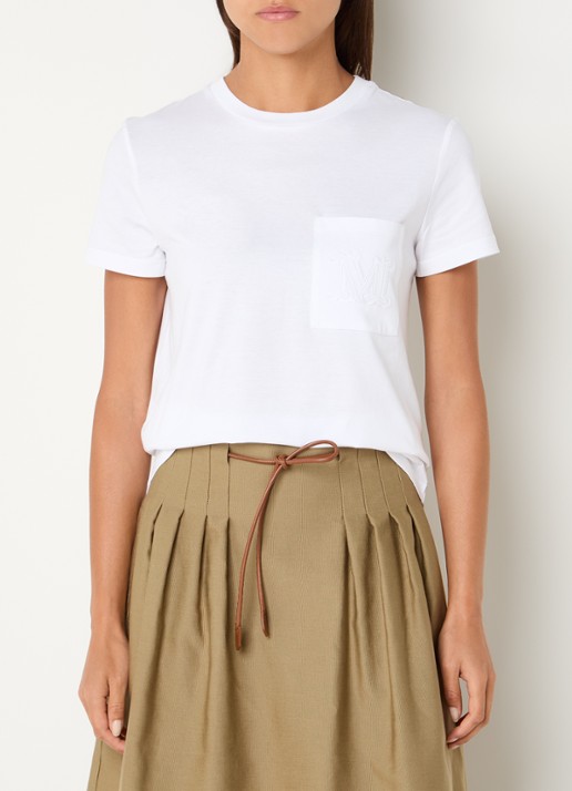 Max Mara Papaia T-shirt met logoborduring - detail wit