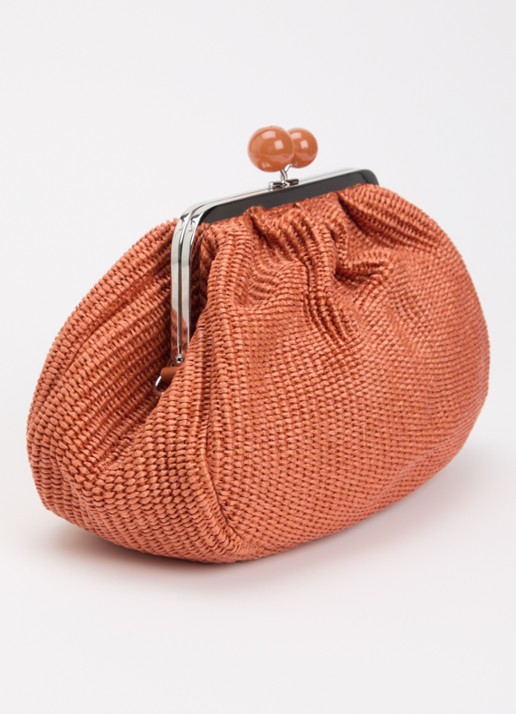 Max Mara Pasticcino clutch met gevlochten detail en afneembare schouderriem - achterkant donkeroranje