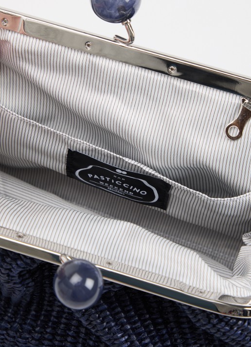 Max Mara Pasticcino clutch met gevlochten detail en afneembare schouderriem - detail 3 donkerblauw