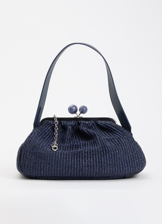Max Mara Pasticcino clutch met gevlochten detail en afneembare schouderriem - voorkant 2 donkerblauw