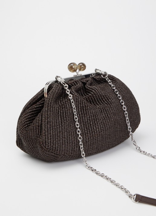 Max Mara Pasticcino clutch met gevlochten detail en afneembare schouderriem - achterkant 2 donkerbruin