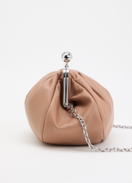 Max Mara Pasticcino clutch van schapenleer met afneembare schouderriem - detail 3 nude