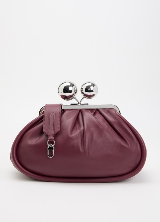 Max Mara Pasticcino clutch van schapenleer met afneembare schouderriem