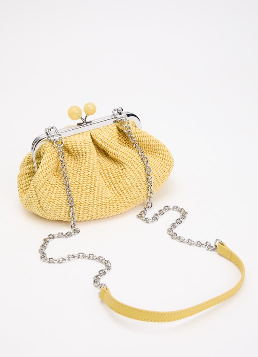 Max Mara Pasticcino Small clutch met gevlochten detail en afneembare schouderriem - achterkant 2 lichtgeel