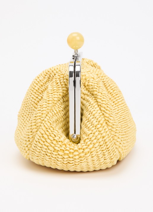 Max Mara Pasticcino Small clutch met gevlochten detail en afneembare schouderriem - detail 4 lichtgeel