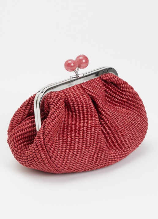 Max Mara Pasticcino Small clutch met gevlochten detail en afneembare schouderriem - achterkant cranberryrood