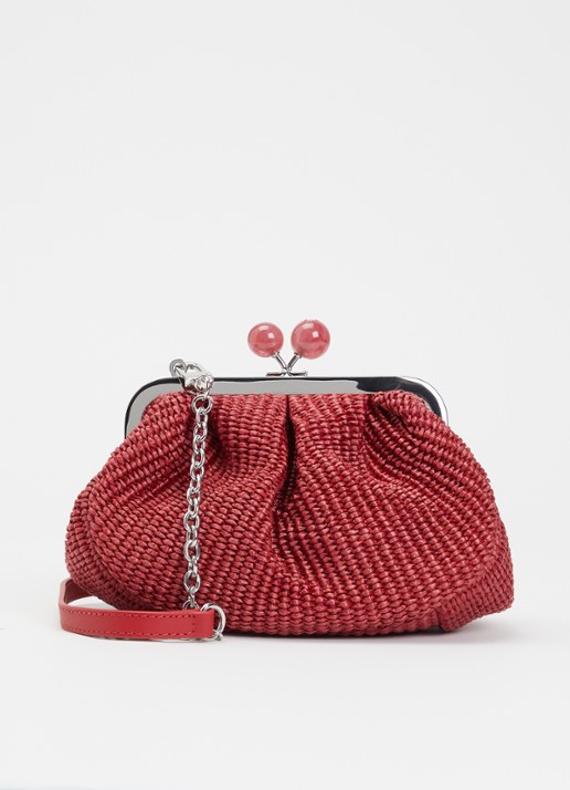 Max Mara Pasticcino Small clutch met gevlochten detail en afneembare schouderriem - voorkant 5 cranberryrood