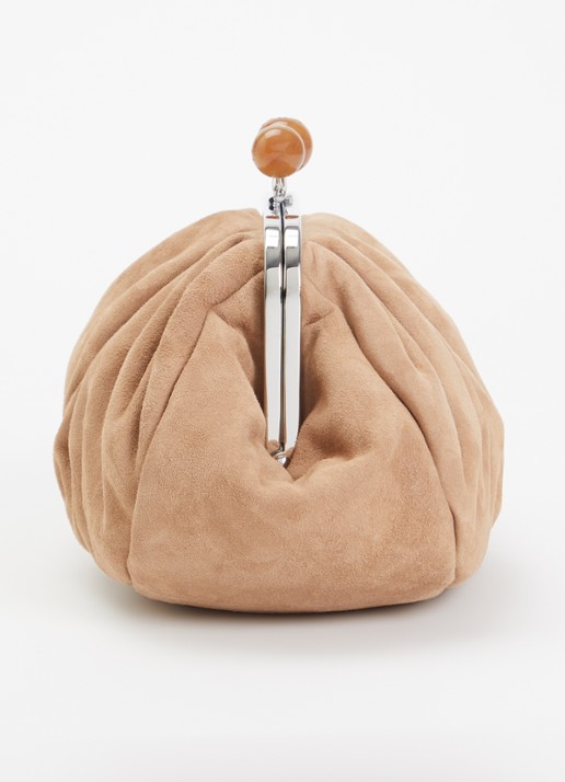 Max Mara Pasticcino Small clutch van lamssuède met afneembare schouderriem - detail 4 zand
