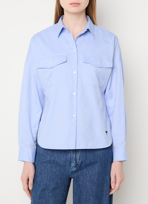 Max Mara Pesi blouse met borstzakken - detail 3 lichtblauw
