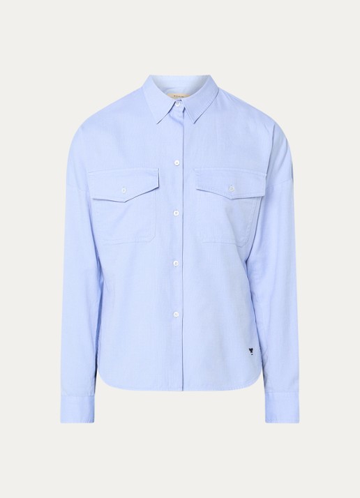 Max Mara Pesi blouse met borstzakken - voorkant lichtblauw