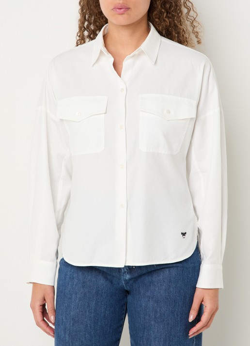 Max Mara Pesi blouse met borstzakken - detail wit