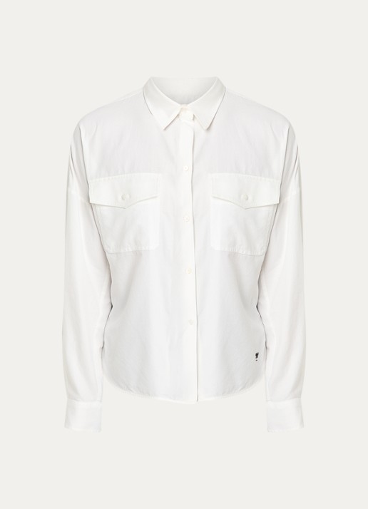 Max Mara Pesi blouse met borstzakken - voorkant 2 wit