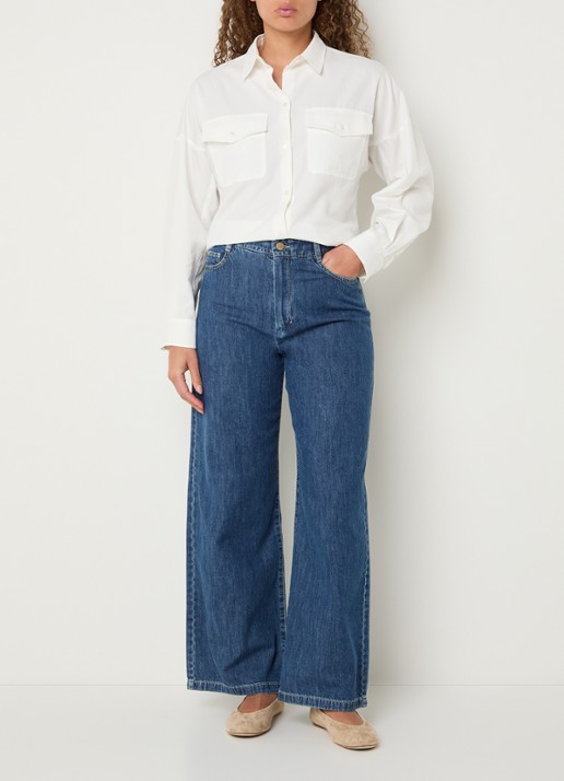 Max Mara Pesi blouse met borstzakken - voorkant 3 wit