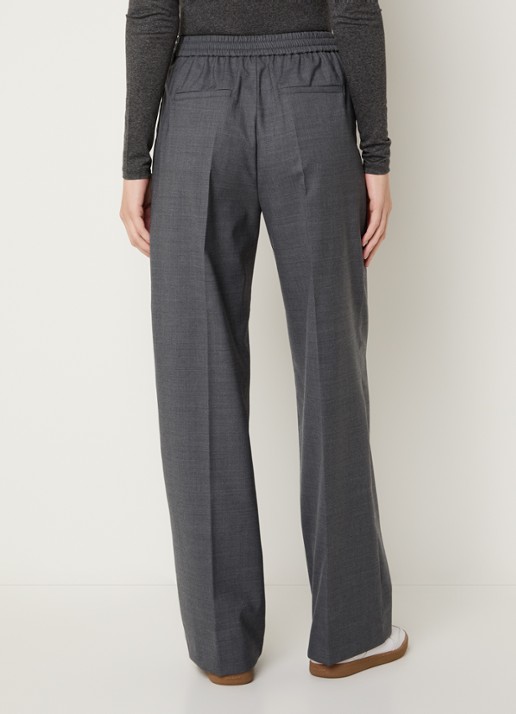 Max Mara Petra high waist straight fit pantalon in scheerwolblend - achterkant 4 donkergrijs