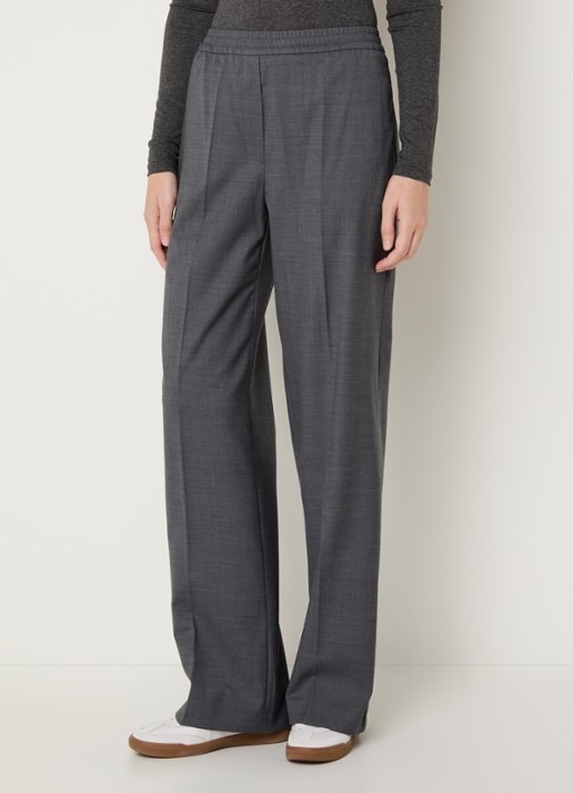 Max Mara Petra high waist straight fit pantalon in scheerwolblend