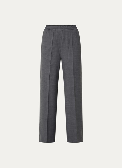 Max Mara Petra high waist straight fit pantalon in scheerwolblend - voorkant donkergrijs