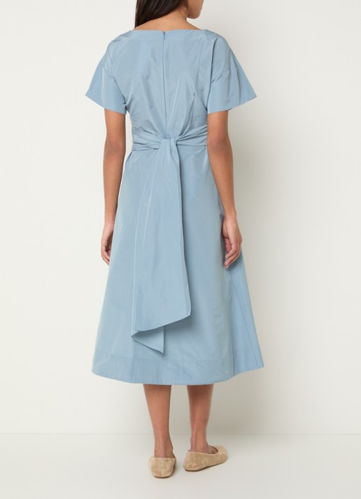 Max Mara Pioppo midi jurk met strikceintuur - achterkant 4 lichtblauw