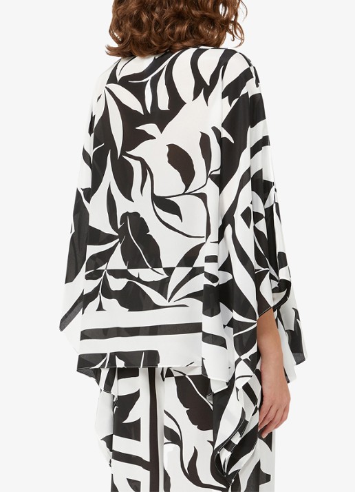 Max Mara Poncho met bloemenprint - achterkant 4 zwart