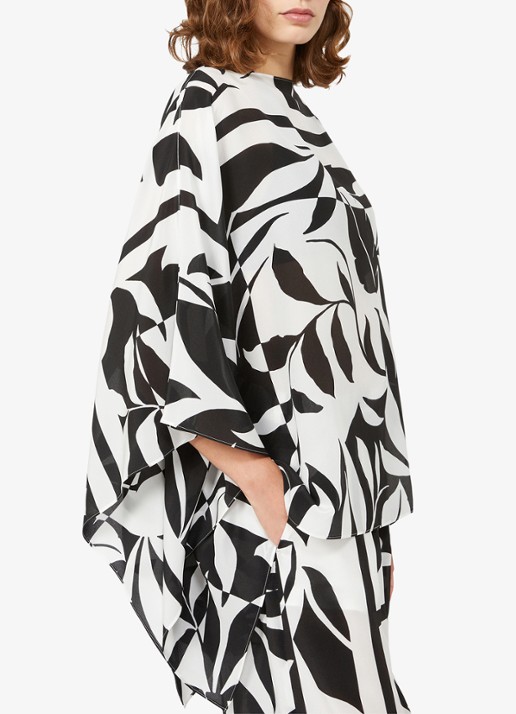 Max Mara Poncho met bloemenprint - detail 2 zwart