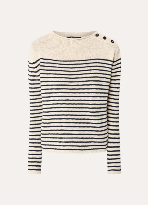 Max Mara Quadro fijngebreide trui met streepprint - voorkant ivoor