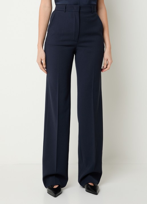 MaxMara Quasar high waist straight fit pantalon van scheerwol met persplooi