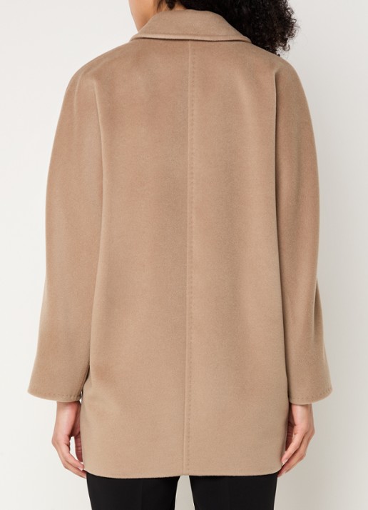Max Mara Rebus double-breasted mantel in kasjmierblend met steekzakken - achterkant camel
