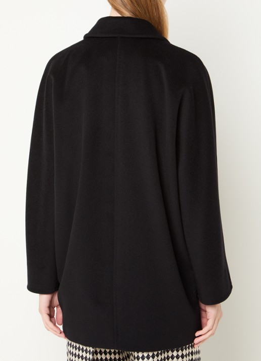 Max Mara Rebus double-breasted mantel in kasjmierblend - achterkant 2 zwart