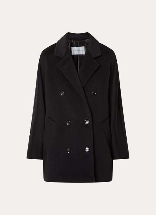 Max Mara Rebus double-breasted mantel in kasjmierblend - voorkant 3 zwart