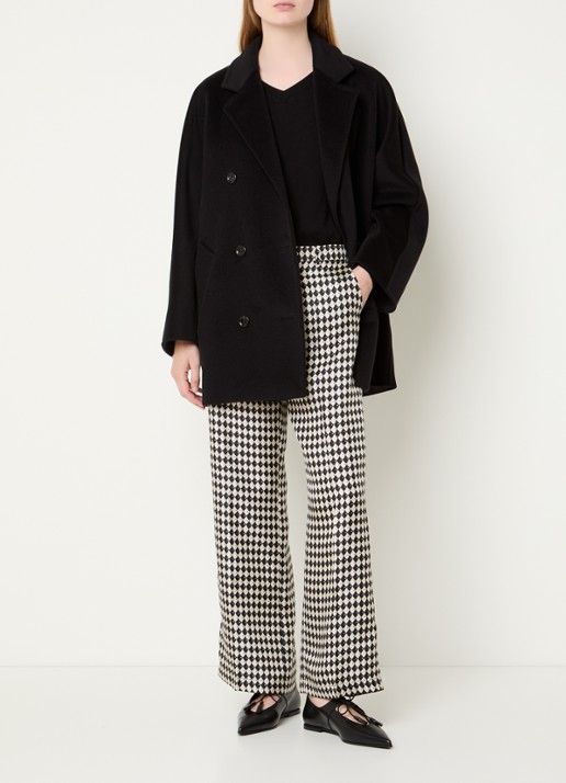 Max Mara Rebus double-breasted mantel in kasjmierblend - voorkant 4 zwart