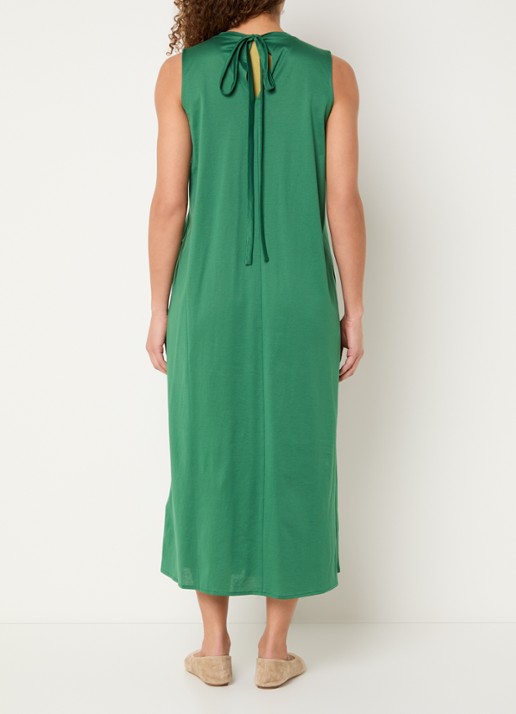 Max Mara Ricordo midi jurk met smockwerk - achterkant 4 groen