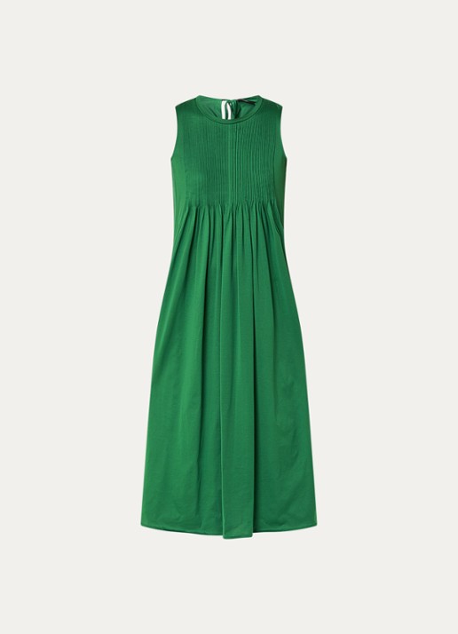 Max Mara Ricordo midi jurk met smockwerk - voorkant 2 groen