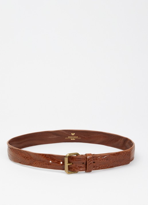 Max Mara Riem van leer met crocostructuur